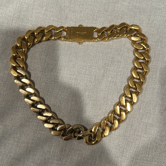 YSL SAINT LAURENT CUBAN LINK TRICOLOR CHAIN EUC - Picture 4 of 9